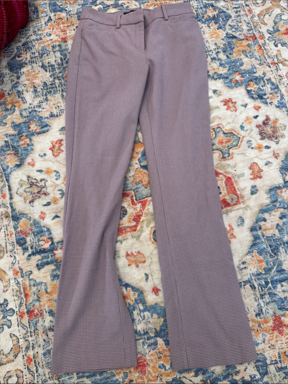 Express Columnist Barely Boot Mid Rise Houndstooth Dress Pants